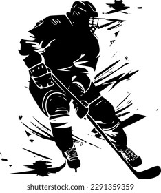 Hockey | Black   White Vector illustration