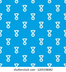Hockey champion medal pattern vector seamless blue repeat for any use