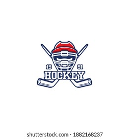 Hockey club emblem. Hockey badge logo, Hockey team game club elements, Vector Logo Illustration Fit to championship or team