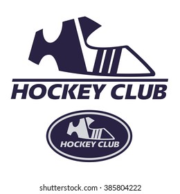 Hockey Club Typography icon in positive and negative. Large and small size. Little bit Retro.