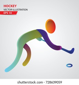 Hockey color sport icon design Template. Vector Illustration.