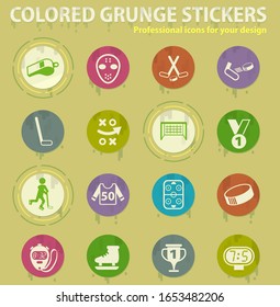 hockey colored grunge icons with sweats glue for design web and mobile applications