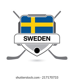 A hockey crest design featuring the flag of Sweden
