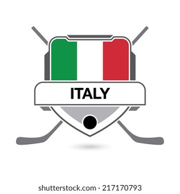 A hockey crest design featuring the flag of Italy