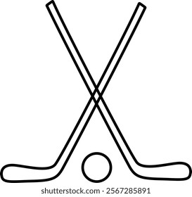 hockey crossed sticks outline icon