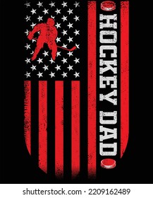 Hockey Dad Gift Hockey American Flag t-shirt design.