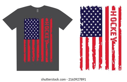 Hockey Design With American Flag