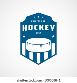 Hockey Emblem Blue Flat Icon On White Background