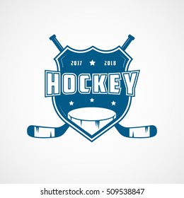 Hockey Emblem Blue Flat Icon On White Background