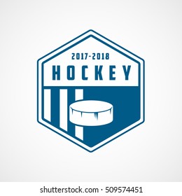 Hockey Emblem Blue Line Icon On White Background