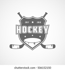 Hockey Emblem Flat Icon On White Background