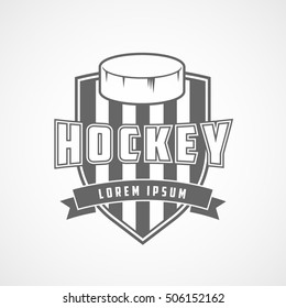Hockey Emblem Flat Icon On White Background