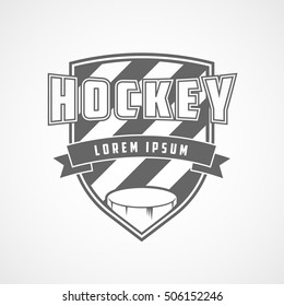 Hockey Emblem Flat Icon On White Background