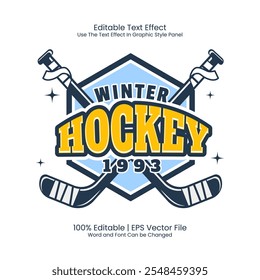 Logotipo de emblema de hockey efecto de texto personalizado editable