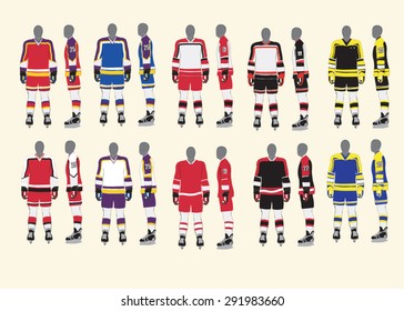 Hockey equipment set. Vector