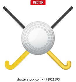 Hockey field ball and sticks. Sport symbol. Vector Illustration isolated on white background