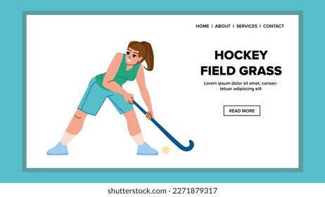 hockey field grass vector. ball sport, game stadium, action pitch, competition team, match hockey field grass web flat cartoon illustration