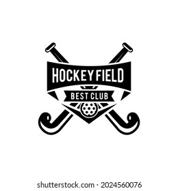 Hockey field shield logo icon design illustration vector