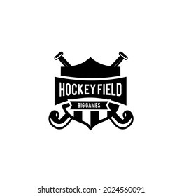 Icono del logotipo del escudo de campo de hockey