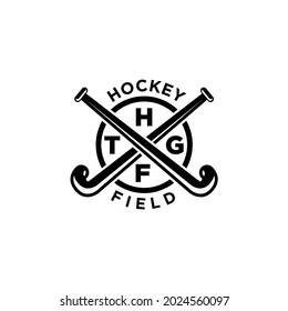 Hockey field shield logo icon design illustration vector