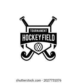 Hockey Field Shield Logo Icon Design Illustration Vector