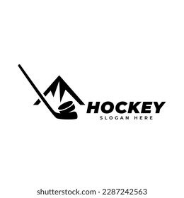 Hockey field shield logo icon design illustration vector