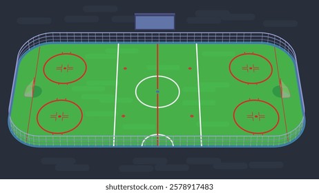 Hockey field, Sports field, stadiums vector isometric illustrations