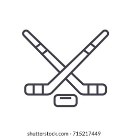 Hockey flat line illustration, concept vector isolated icon on white background 