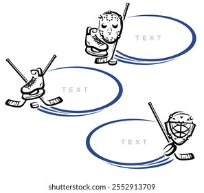 Hockey frame set. Collection icons hockey. Vector