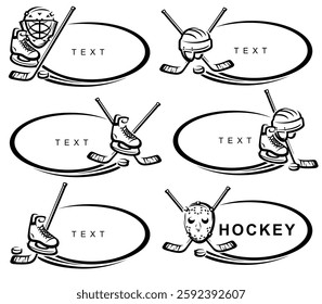 Hockey frame set. Collection icons hockey. Vector
