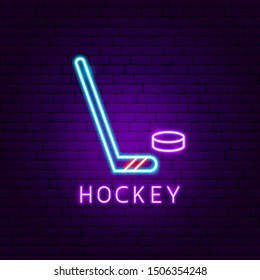 Hockey Game Neon Label. Vector Illustration of Sport Promotion.
