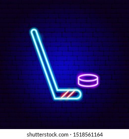 Hockey Game Neon Sign. Vector Illustration of Sport Promotion.