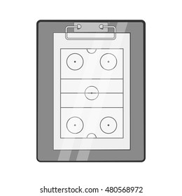 Hockey game plan icon in black monochrome style isolated on white background. Sport symbol vector illustration