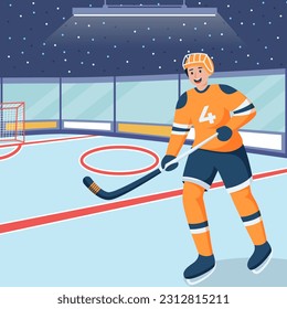 Hockey Game Sport Flat Illustration