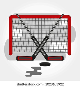 Hockey Gates Crossed Sticks Puck Vector Stock Vector (Royalty Free ...