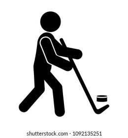 Hockey glyph icon, isolated on white background