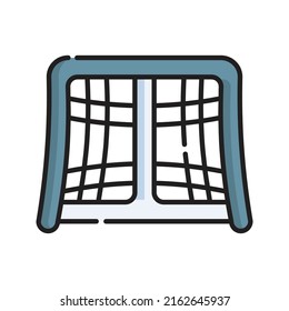 Hockey Goal Icon Vector Illustration. Flat Outline Cartoon. Winter Sport Icon Concept Isolated Premium Vector