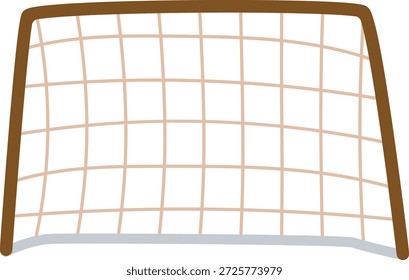 Hockey-Tor mit rechteckigem Rahmen und gewebtem Mesh, von vorne in sauberer Cartoon-Linie Arbeit betrachtet. Symbol für Ziel, Sieg, Punktgewinn und Sporttraining. Cartoon, Vektorgrafik.