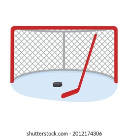 Hockey Goal Stick Puck Color Vector Stock Vector (Royalty Free ...