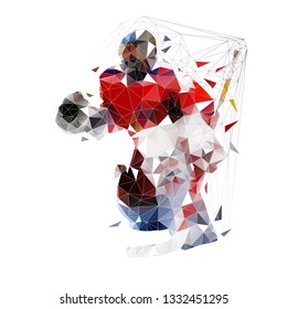 Hockey goalie, geometric vector illustration. Ice hockey player, low poly