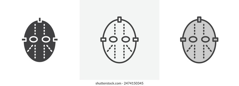 Hockey Goalie Mask Graphic Set. Icon of a Spooky Sports Mask.