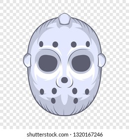 Hockey goalie mask icon in cartoon style on a background for any web design 