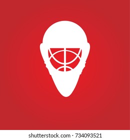 Hockey Goalie Mask Over A Simple Red Background