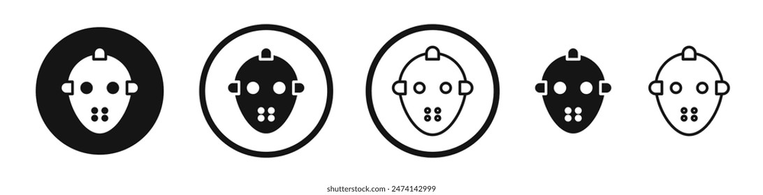 Hockey Goalie Mask Set. Icon of a Scary Hockey Mask.