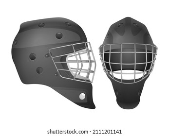 Hockey Goalie Mask Set On A White Background. Vector Illustration.