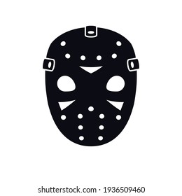 Hockey goalie mask silhouette icon. Clipart image isolated on white background.