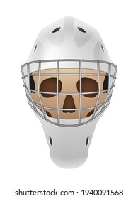 Hockey goalie mask skull on a white background. Vector illustration.