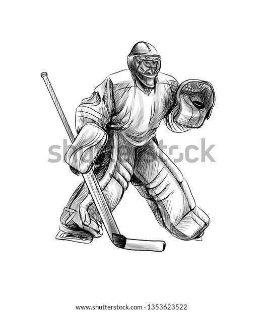 Hockey Goalie Player Hand Drawn Sketch Stock Vector Royalty Free