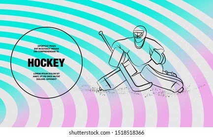 Hockey goalie positioning. Vector outline of Hockey sport illustration.