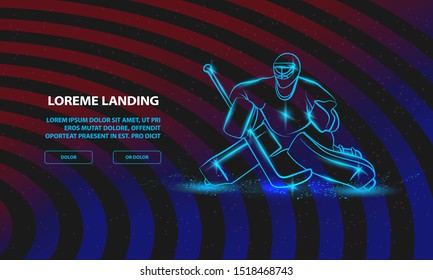 Hockey goalie positioning. Vector Sport Background for Landing Page Template.